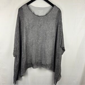 Soft Surroundings Silk Overlay Layered Tunic Blouse Grey Leopard Print Medium